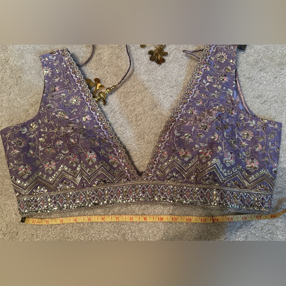 Light Purple Embroidered Lehenga Lashkaraa Indian Dress - Picture 8 of 11